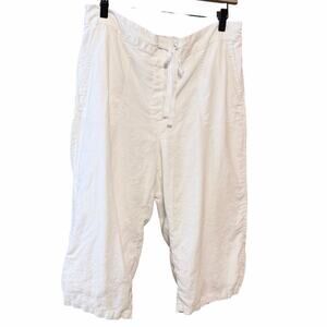 Kim Rogers white cotton linen lyocell pull on cropped capri fully lined medium